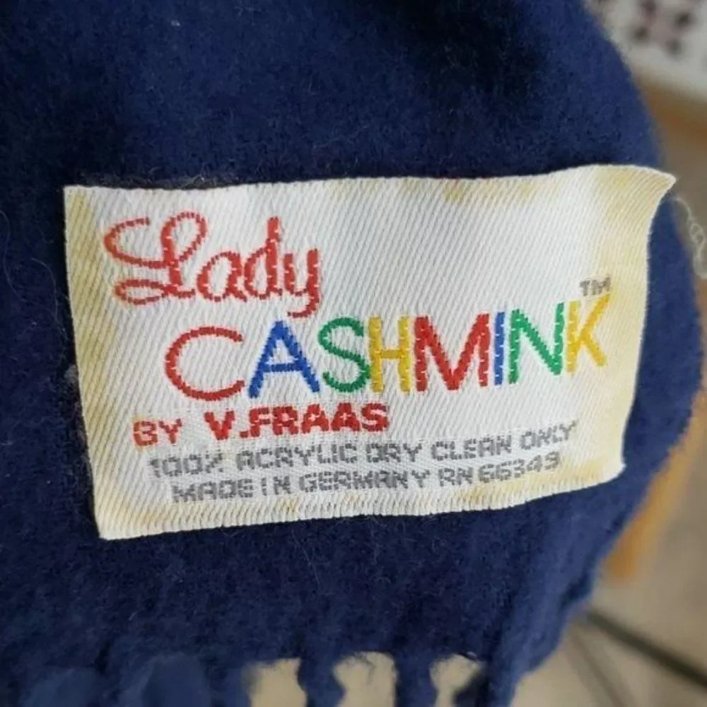 Lady Cashmink by V. Fraas‎ Fringed Navy Blue Scarf Lightweight